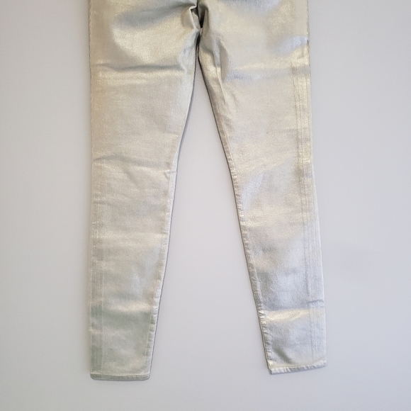 J Brand NWT Maria High Rise Skinny Jeans Women 26 Metallic Light Gold Maximalist - Picture 5 of 15